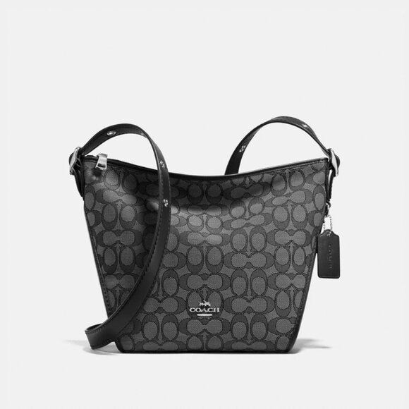 Euc Coach Signature Dufflette Black Crossbody Bag Purse - Picture 1 of 13